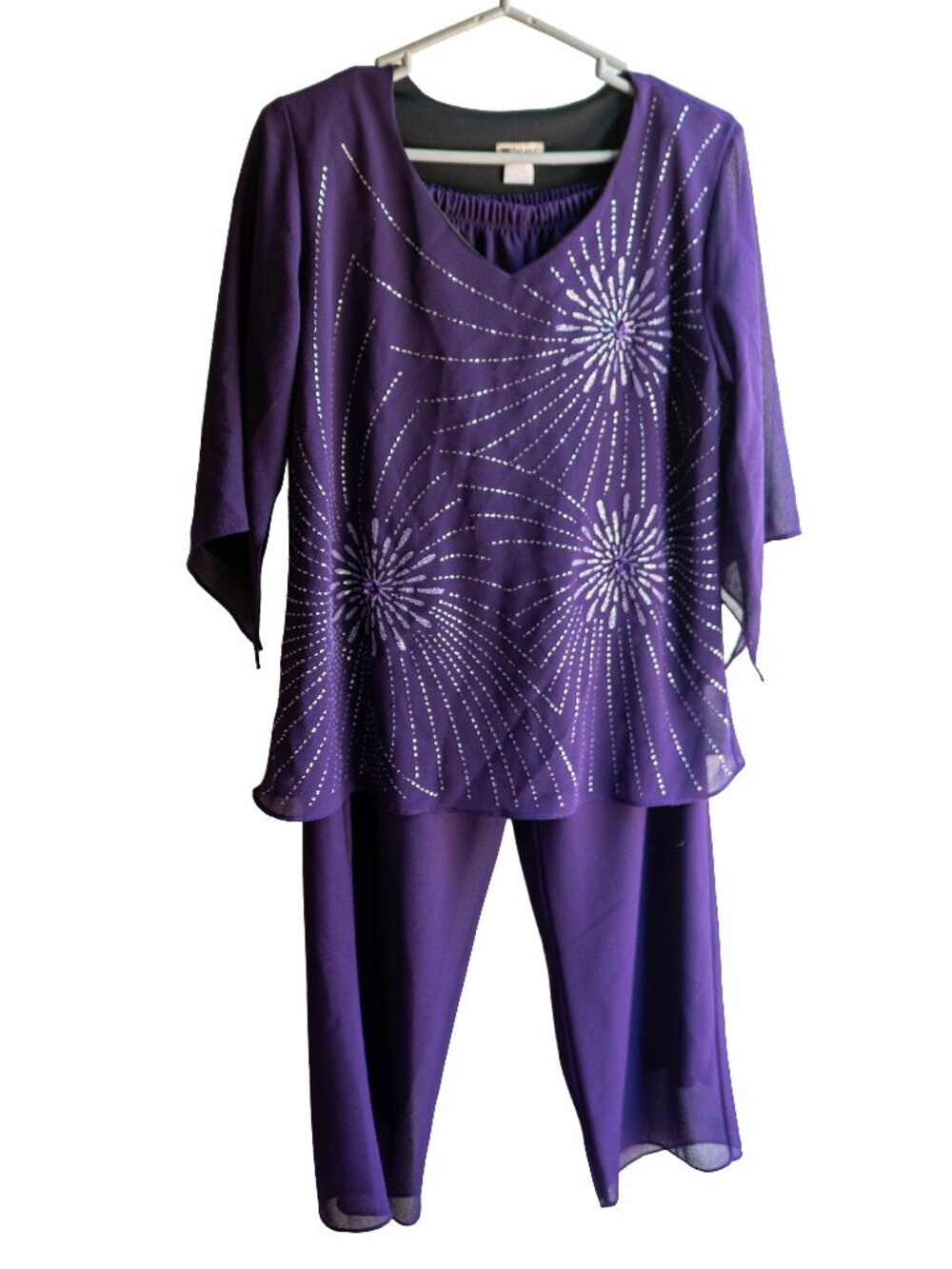 Vintage C.O.C. Purple & Silver Chiffon Formal Set - MOB - Size 1X